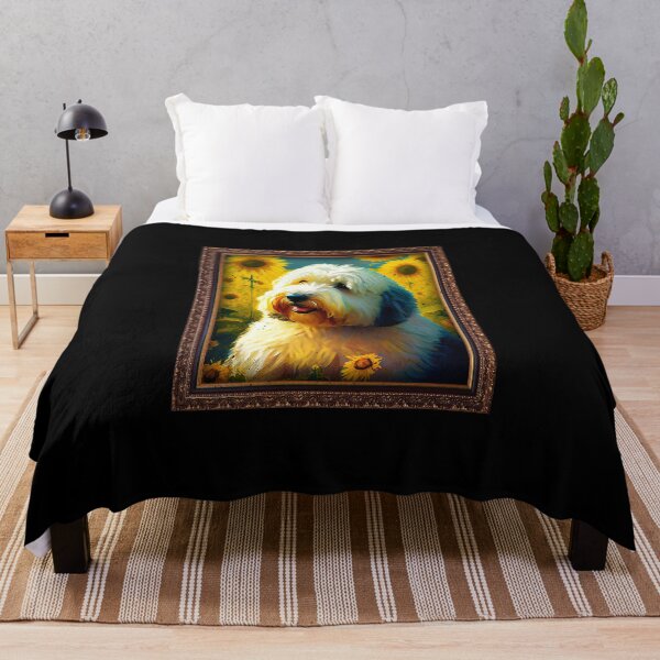 Artikelvorschau, Old English Sheepdog Sunflower Painting Adorable Dog entworfen und verkauft von rafaeltto.