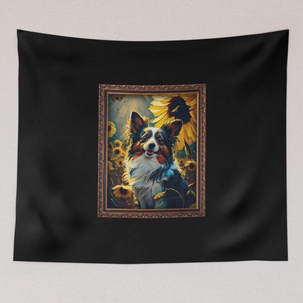 Item preview, Papillon Sunflower Painting Adorable Dog designed and sold by rafaeltto.