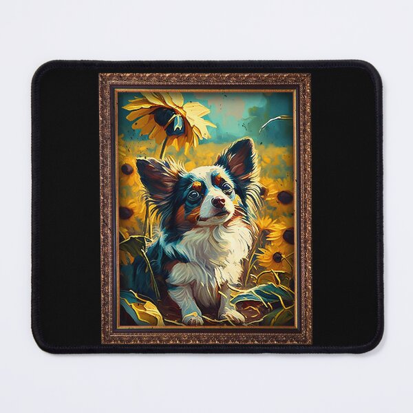 Item preview, Papillon Sunflower Painting Adorable Dog designed and sold by rafaeltto.