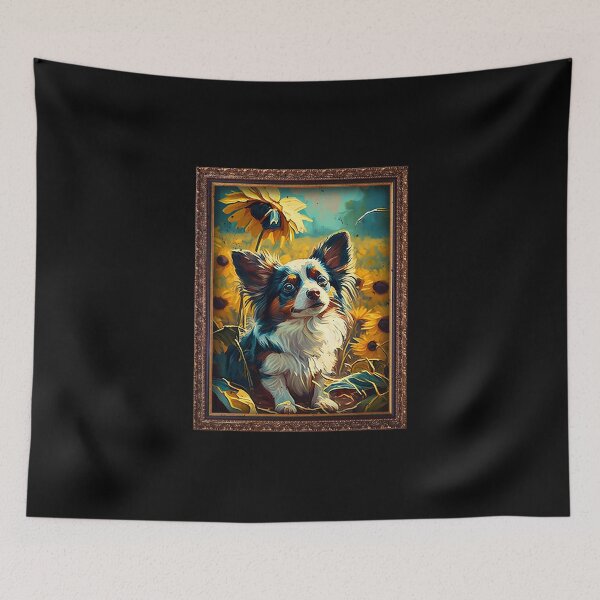 Item preview, Papillon Sunflower Painting Adorable Dog designed and sold by rafaeltto.