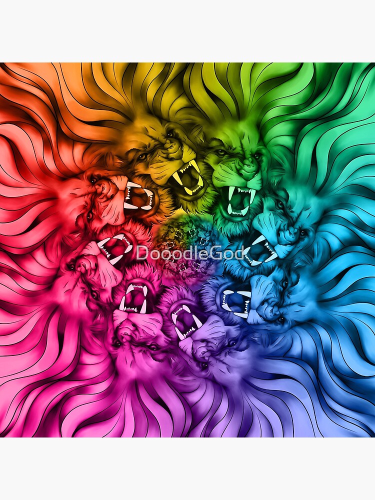 Lamina Rigida Orgullo De Los Leones Orgullo Gay Orgulloso Diseno Del Orgullo Lgbt Bandera Gay Arcoiris Leon De Colores Rugido Loudly Cat Mandala Art De Dooodlegod Redbubble