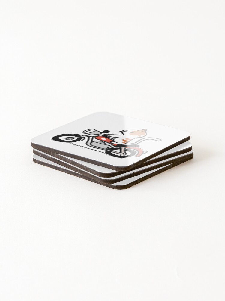 Thumbnail 4 of 5, Coasters (Set of 4), Cat Riding Motorcyle designed and sold by AnimateSpring.