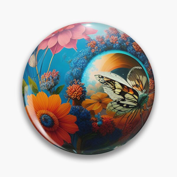 Item preview, Glass ball on a leg with flowers and a butterfly designed and sold by MadinaFatt.