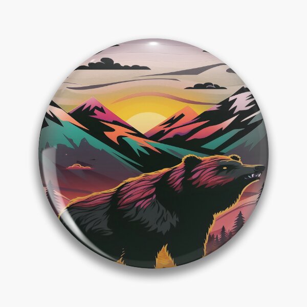 Item preview, Black and White Retrowave Bear in the Mountains designed and sold by CybRunner.