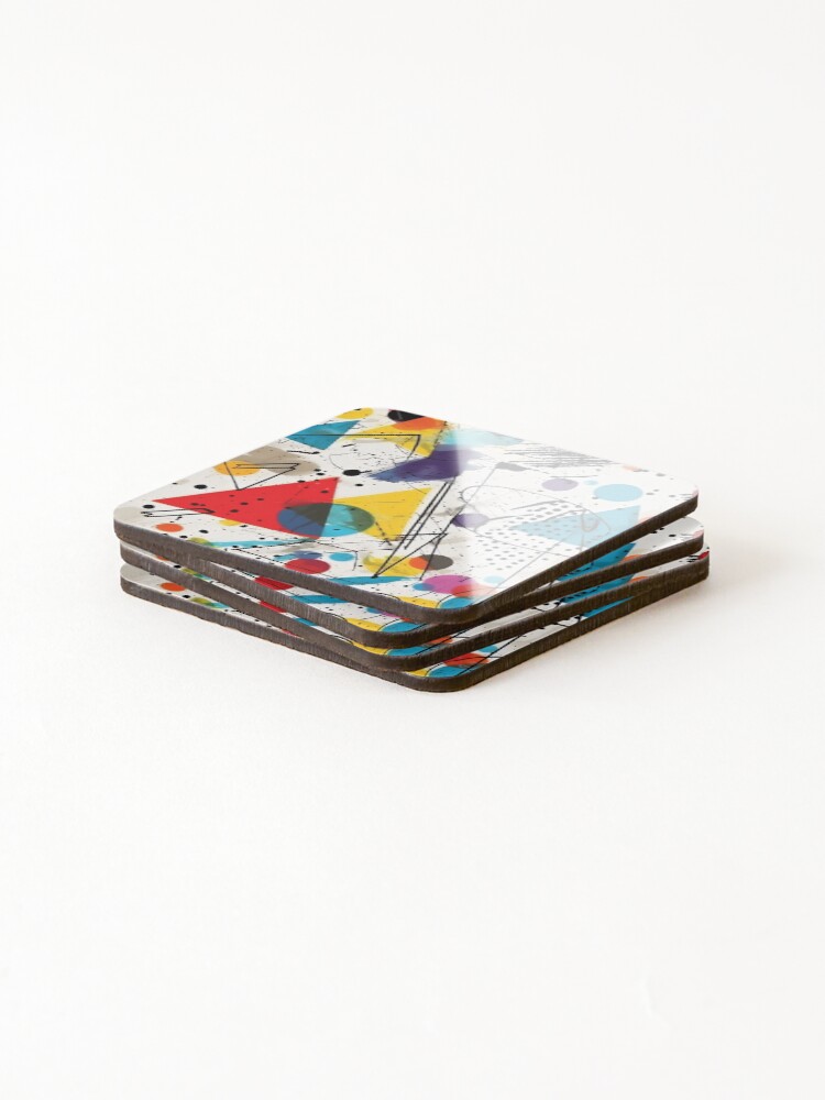 Thumbnail 4 of 5, Coasters (Set of 4), Colorful Shapes Memphis Style Patterns designed and sold by PatternBestFan.