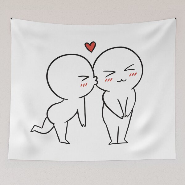 Item preview, Couple kiss, a little shy love designed and sold by lapsuss.