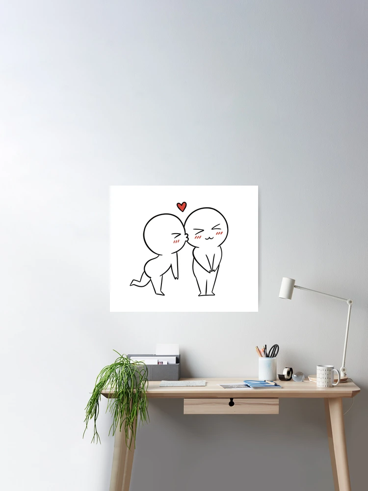 Couple kiss, a little shy love Sticker for Sale by lapsuss