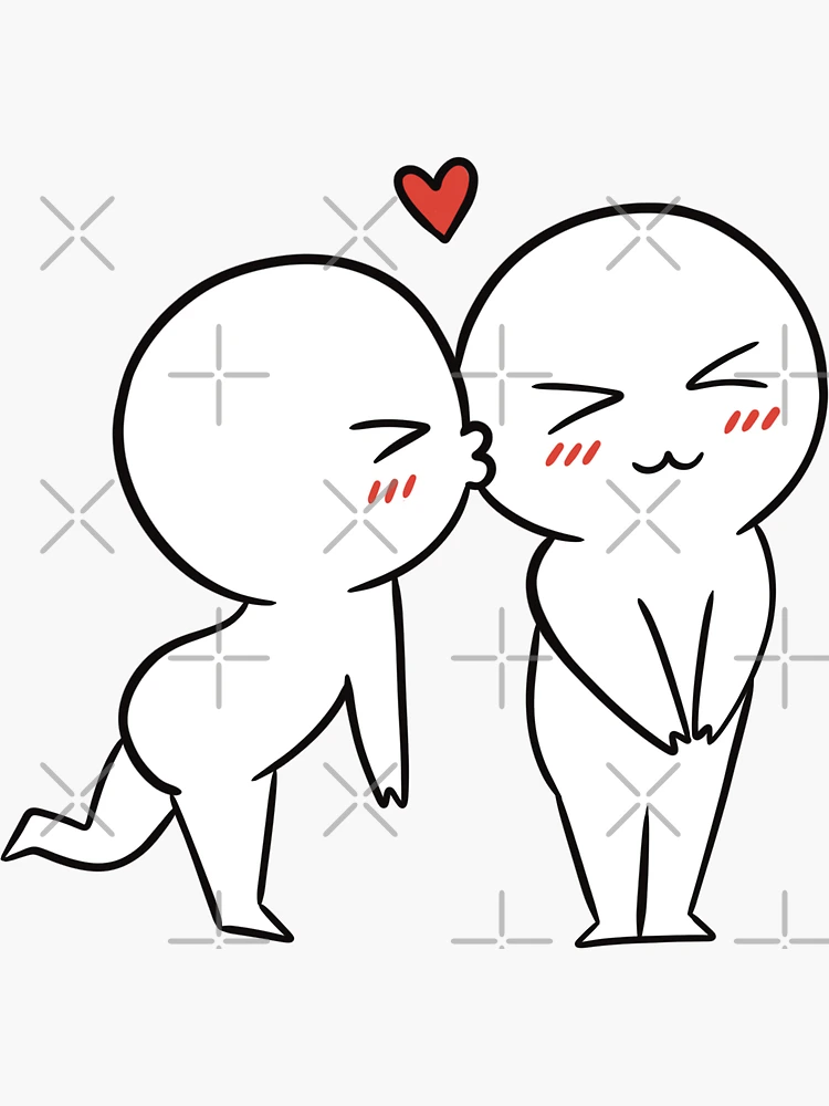 Couple kiss, a little shy love Sticker for Sale by lapsuss