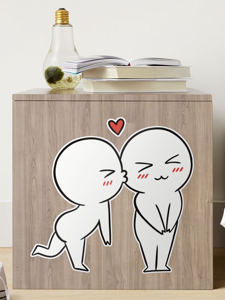 Couple kiss, a little shy love Sticker for Sale by lapsuss