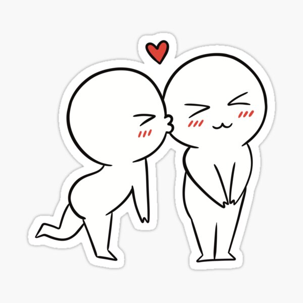 Couple kiss, a little shy love Sticker for Sale by lapsuss