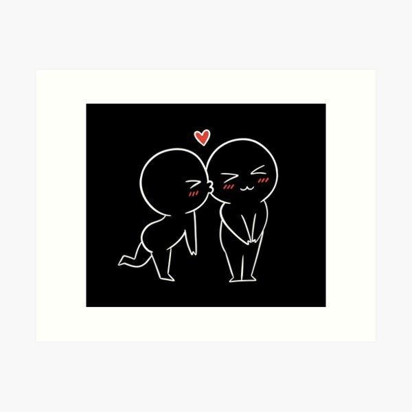 Couple kiss, a little shy love Sticker for Sale by lapsuss