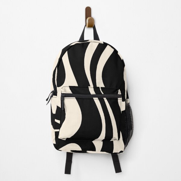 Item preview, Modern Liquid Swirl Abstract Pattern Square in Black and Almond Cream 2 designed and sold by kierkegaard.