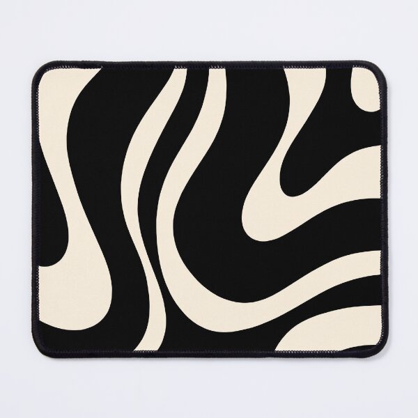 Item preview, Modern Liquid Swirl Abstract Pattern Square in Black and Almond Cream 2 designed and sold by kierkegaard.
