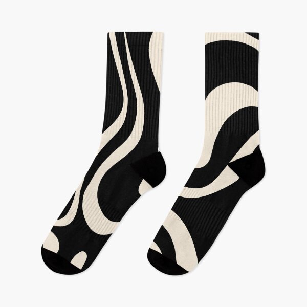 Item preview, Modern Liquid Swirl Abstract Pattern Square in Black and Almond Cream 2 designed and sold by kierkegaard.