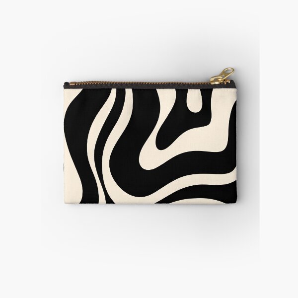 Item preview, Modern Liquid Swirl Abstract Pattern Square in Black and Almond Cream 2 designed and sold by kierkegaard.