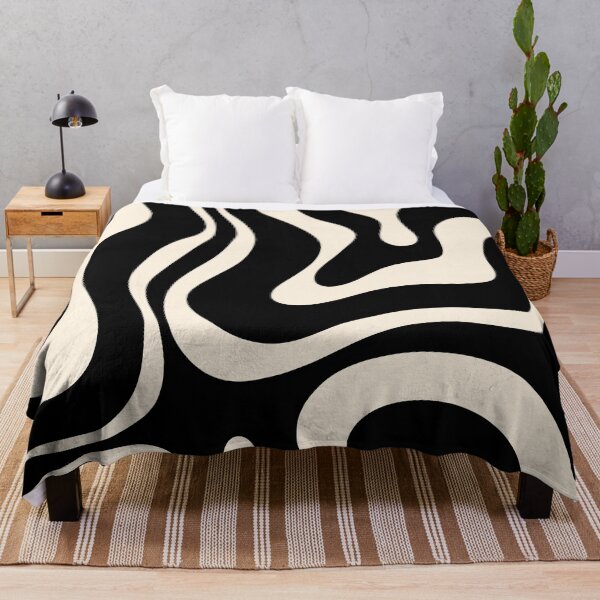 Item preview, Modern Liquid Swirl Abstract Pattern Square in Black and Almond Cream 2 designed and sold by kierkegaard.