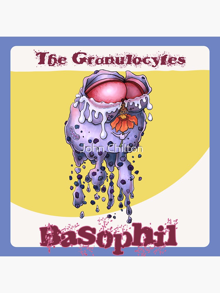 Thumbnail 3 of 3, Sticker, Basophil - the tiniest hay fever sufferer designed and sold by DrawnToTheSea.