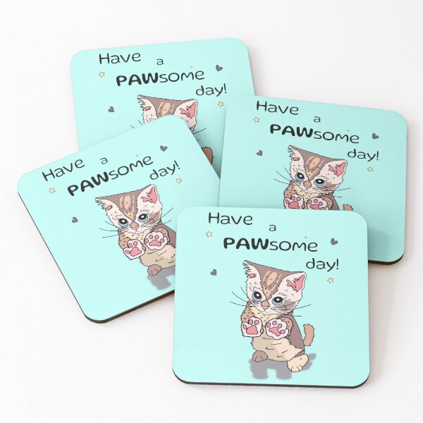 Item preview, Have a PAWsome day! cute kitten with funny pun joke designed and sold by HajnalkArt.