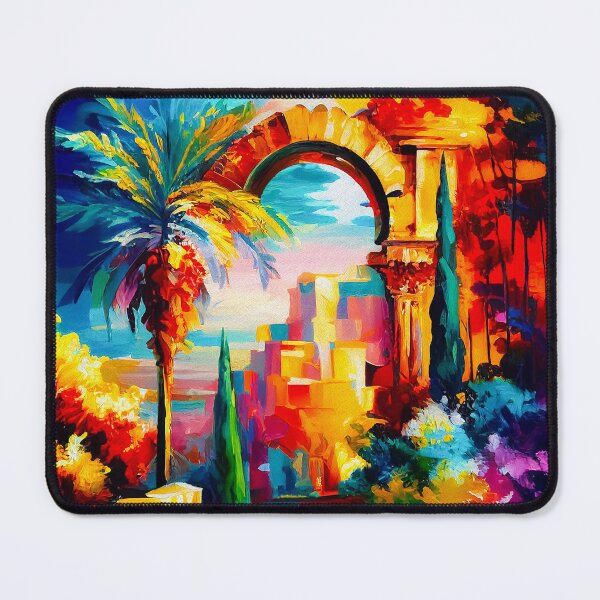 Artikelvorschau, Hanging Gardens of Babylon Landscape | Palette Knife Oil Digital Painting entworfen und verkauft von VividViews.