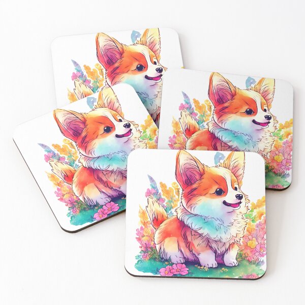 Item preview, Cute Baby Corgi in Flower Garden designed and sold by VintageVib.