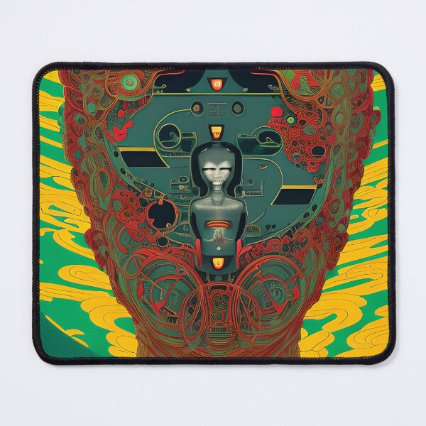 Item preview, AI deep mind cyborg. Ukiyo-e surrealist robot. Manga comic anime infleunces. designed and sold by KumoMachina.