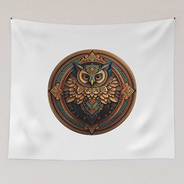 Item preview, Owl tribal mandala tattoo designed and sold by HappyTrippy.