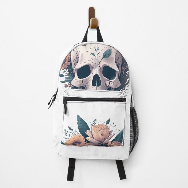 Item preview, Smiling Skull with Floral Splash - Retro Fantasy Art Print designed and sold by AndyNgn.