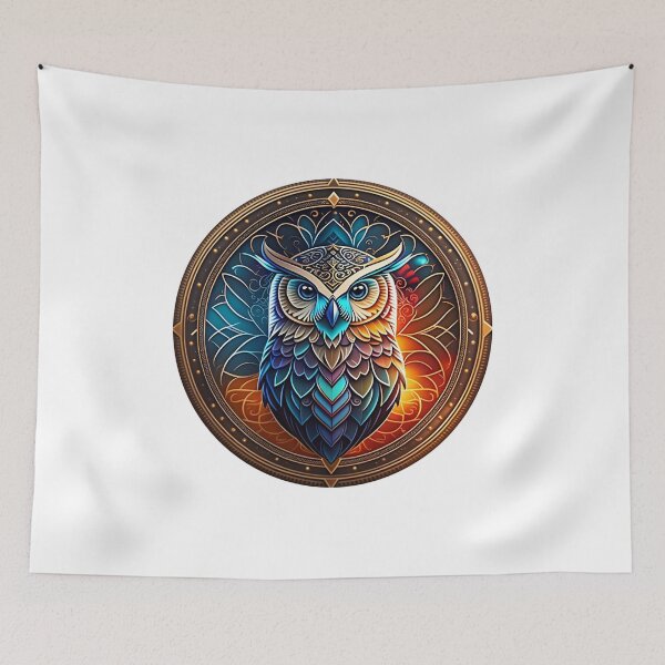 Item preview, Owl tribal mandala tattoo designed and sold by HappyTrippy.