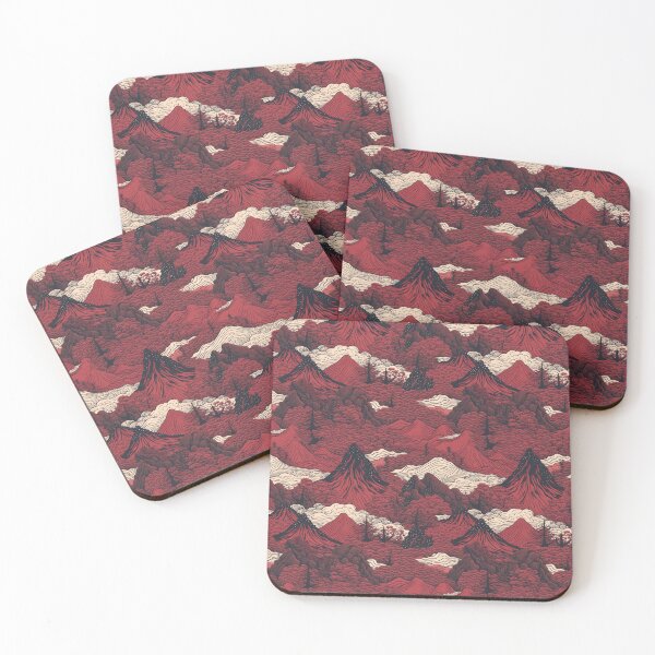 Item preview, Red Japanese Mountains Wagara Pattern  designed and sold by StudioTokyo.