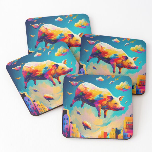 Artikelvorschau, Flying Pigs Surreal Vibrant Art | Palette Knife Oil Digital Painting entworfen und verkauft von VividViews.