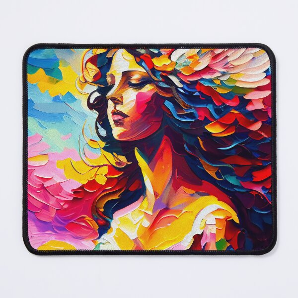 Aperçu de l'œuvre Aurora Goddess of Dawn Colourful Portrait | Palette Knife Oil Digital Painting créée et vendue par VividViews.