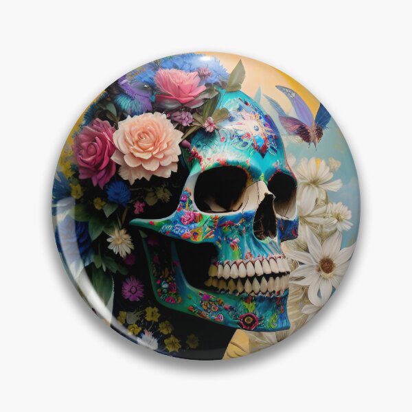 Item preview, Multi-colored skull covered with flowers designed and sold by MadinaFatt.