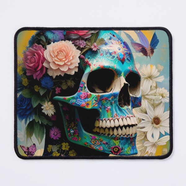 Item preview, Multi-colored skull covered with flowers designed and sold by MadinaFatt.