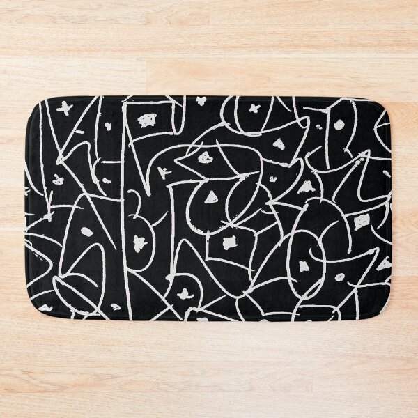 Item preview, Free Hand, White Lines On Black Abstract Art designed and sold by ubustudio.