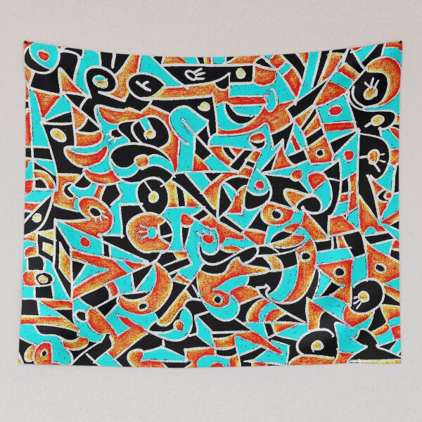 Item preview, Age Of Civilization, Brilliant Blue Mustard Yellow Abstract Art designed and sold by ubustudio.