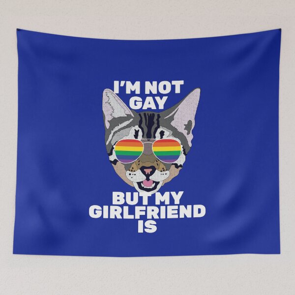 Item preview, I'M NOT GAY BUT MY GIRLFRIEND IS - Funny Cat Lesbian designed and sold by Lightfield.