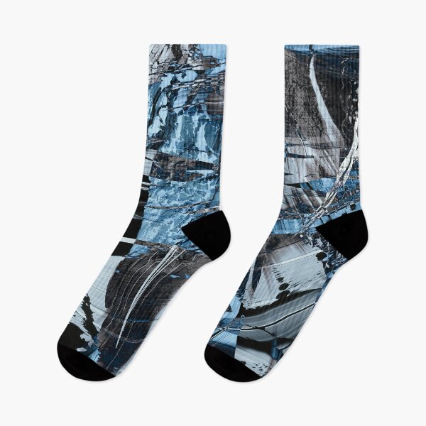 Item preview, Abstracts Socks - Black and White and Blue - Socks for Artists - Temporal Illusion designed and sold by Wendy Farrow.