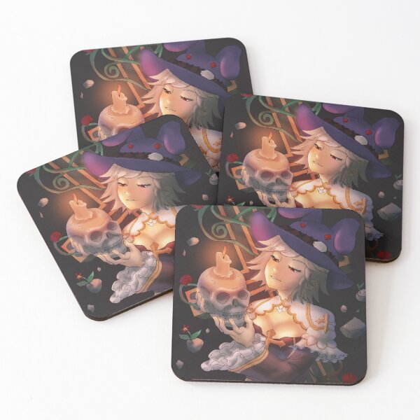Item preview, An evil witch/archbishop lady holding a skill and staring at the candlelight with a big black cross. (black background) designed and sold by VinLoveArtworks.