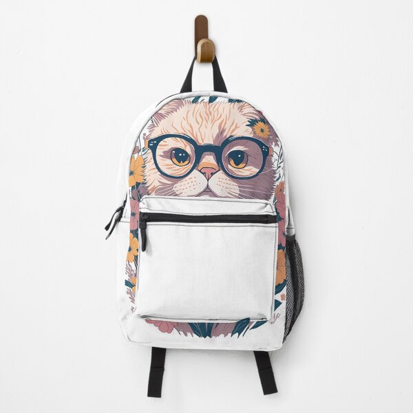Item preview, Whimsical Cat Wearing Glasses in Studio Ghibli Style with Floral Splash - Cute 3D Vector Art Print designed and sold by AndyNgn.