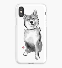 The perfect Shiba Ibu, Japanese Dog Sumi-e Painting Ink Zen Print Drawing Dog Lover Wall Deco Pet Brush illustration B&W iPhone Case