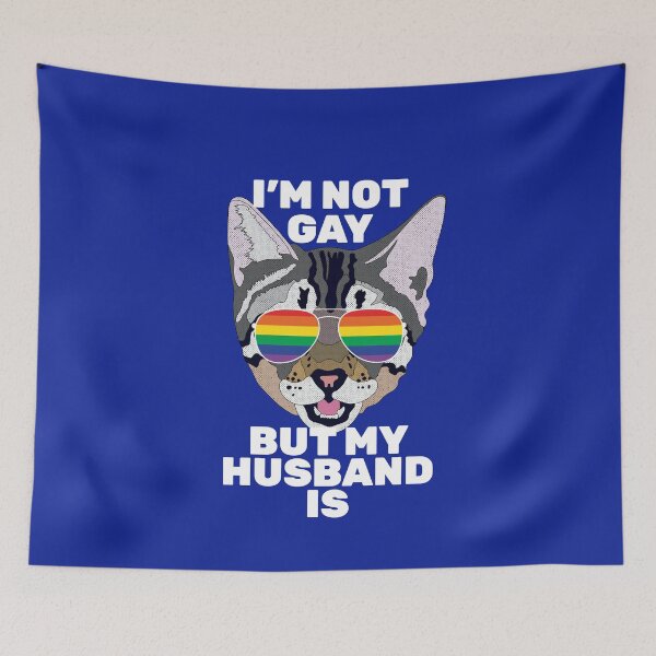 Item preview, I'M NOT GAY BUT MY HUSBAND IS - Funny Cat Lesbian designed and sold by Lightfield.