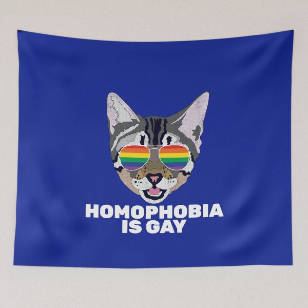 Item preview, HOMOPHOBIA IS GAY - Funny Cat LGBT Quote Rainbow Gay  designed and sold by Lightfield.