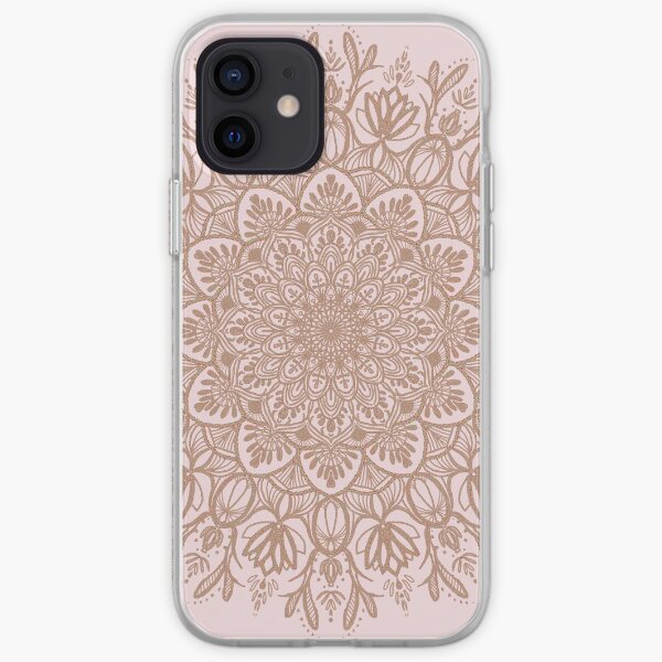 Mandala de oro rosa y beige Funda blanda para iPhone