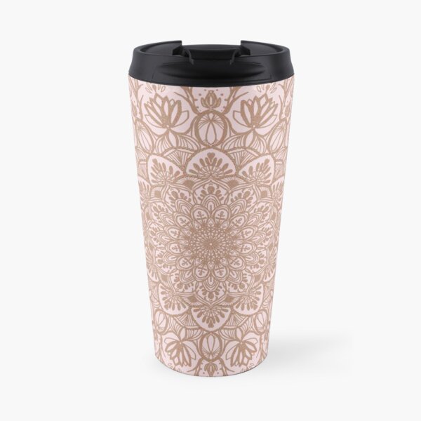 Rose Gold Beige Mandala Travel Mug