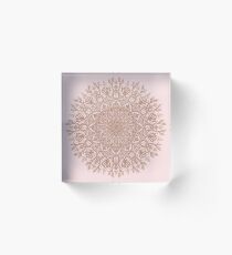 Rose Gold Beige Mandala Acrylic Block
