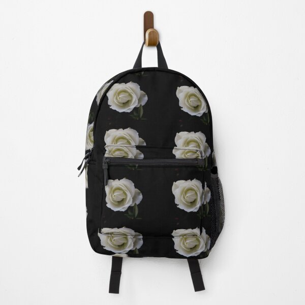 Item preview, White rose blossom on black background designed and sold by kall3bu.