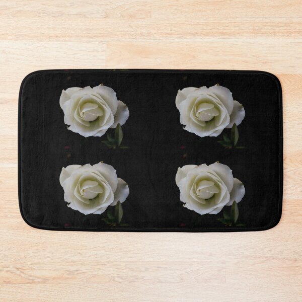Item preview, White rose blossom on black background designed and sold by kall3bu.