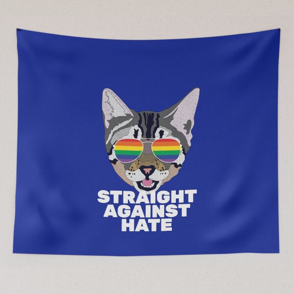 Item preview, STRAIGHTS AGAINST HATE - Funny Cat LGBT Quote Rainbow Gay  designed and sold by Lightfield.