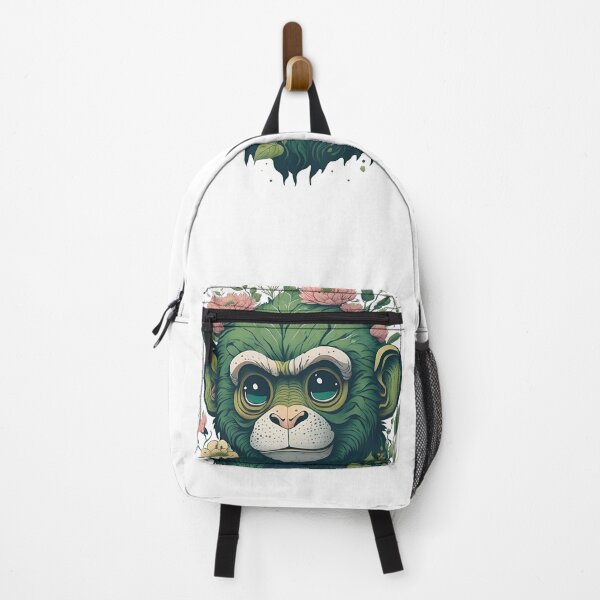 Aperçu de l'œuvre Tête de singe vintage avec éclaboussures florales dans le style Studio Ghibli créée et vendue par AndyNgn.