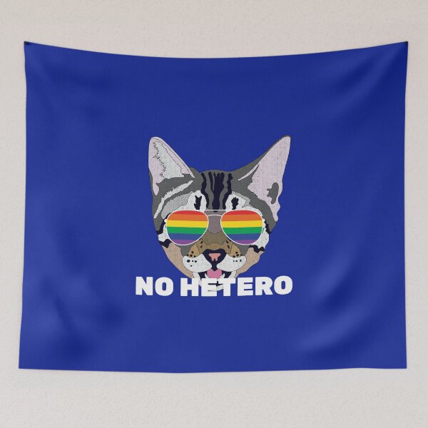 Item preview, NO HETERO - Funny Cat Kitten LGBT Quote Rainbow Gay designed and sold by Lightfield.